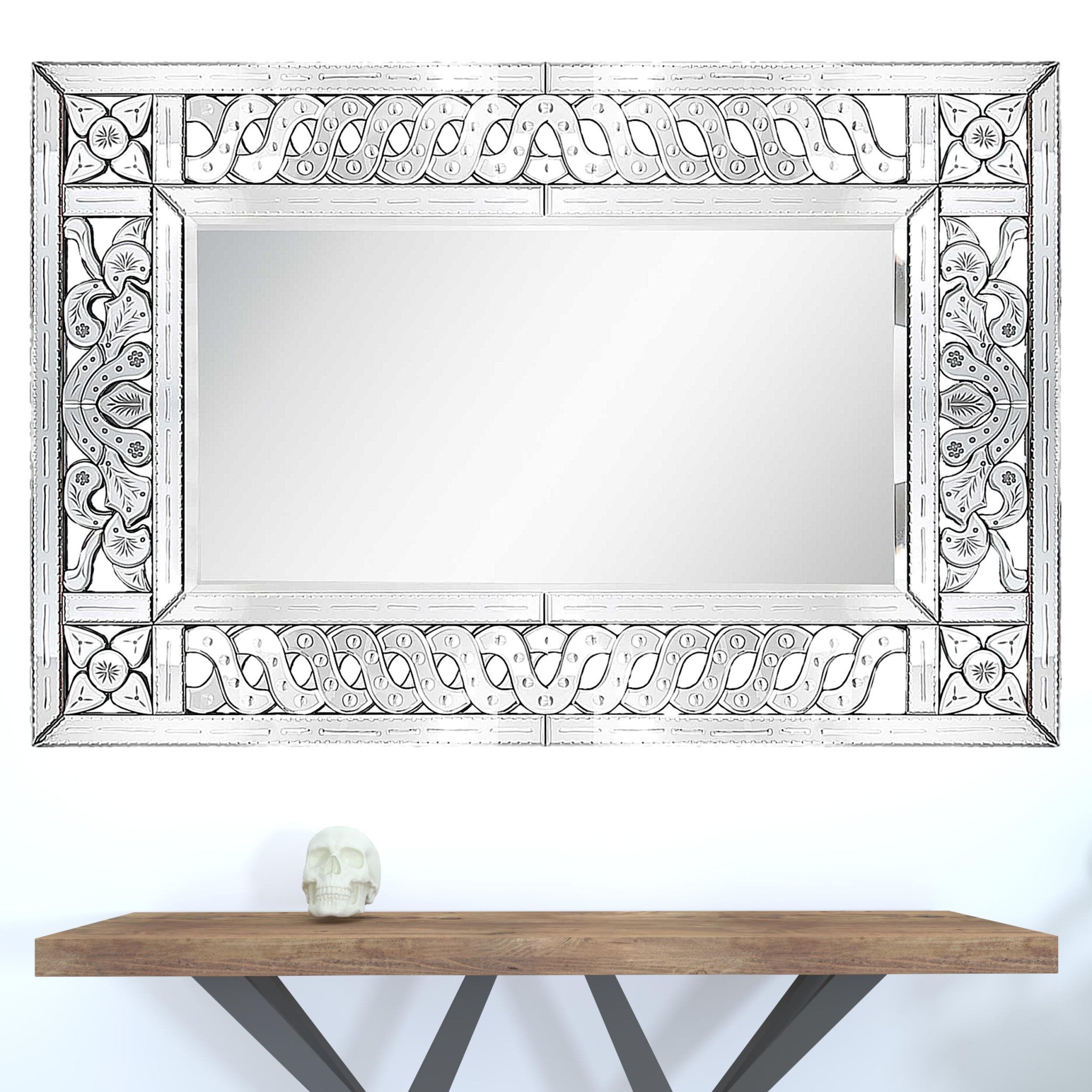 Ornate Accent Wood Wall Mirror | 31.5