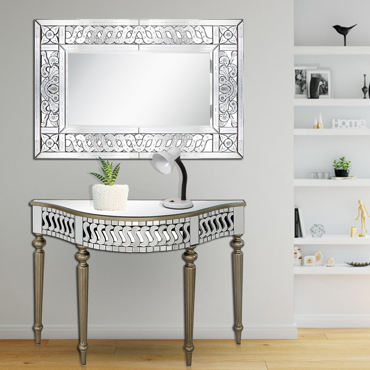 Ornate Accent Wood Wall Mirror | 31.5