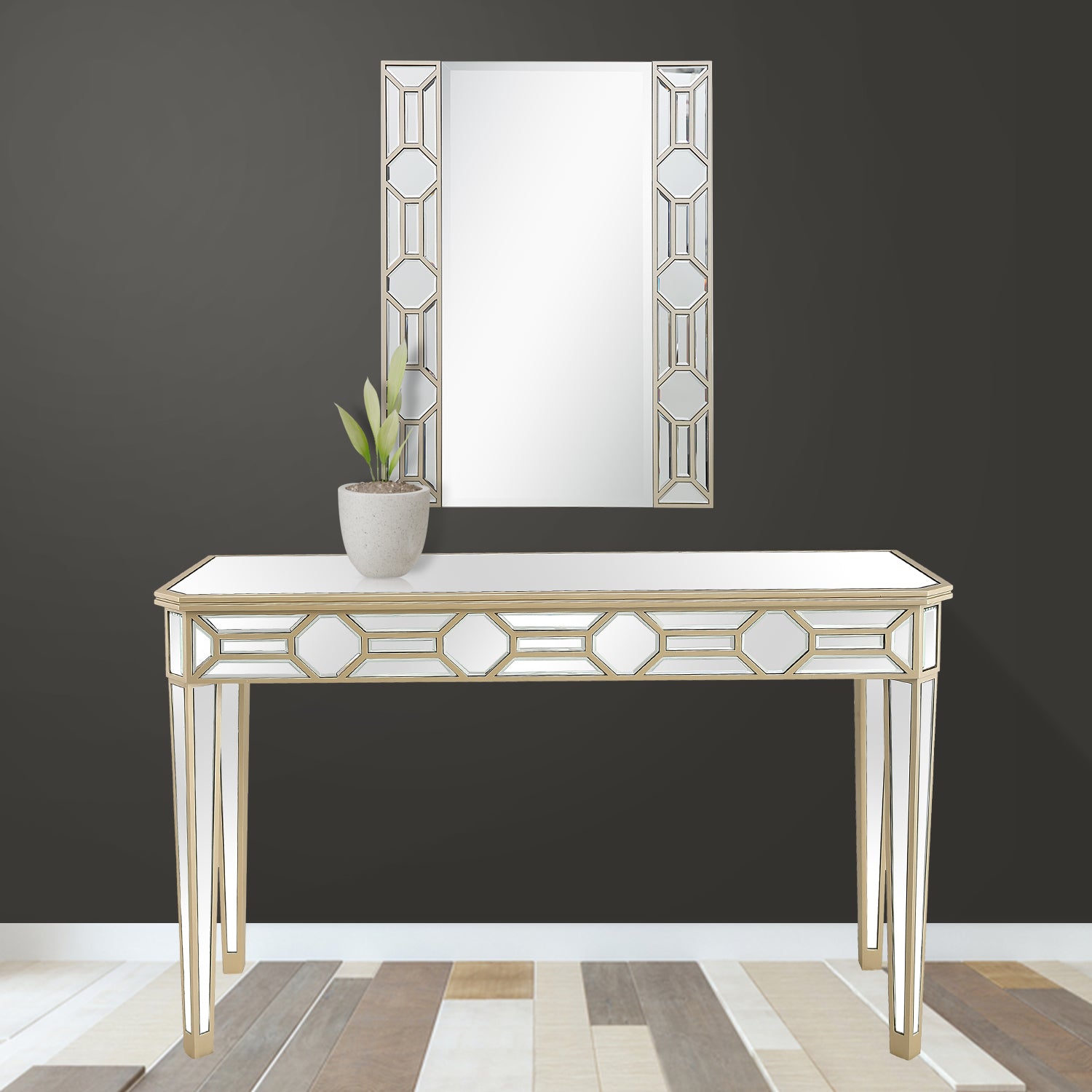 Champagne Accent Wood Framed Wall Mirror | 26