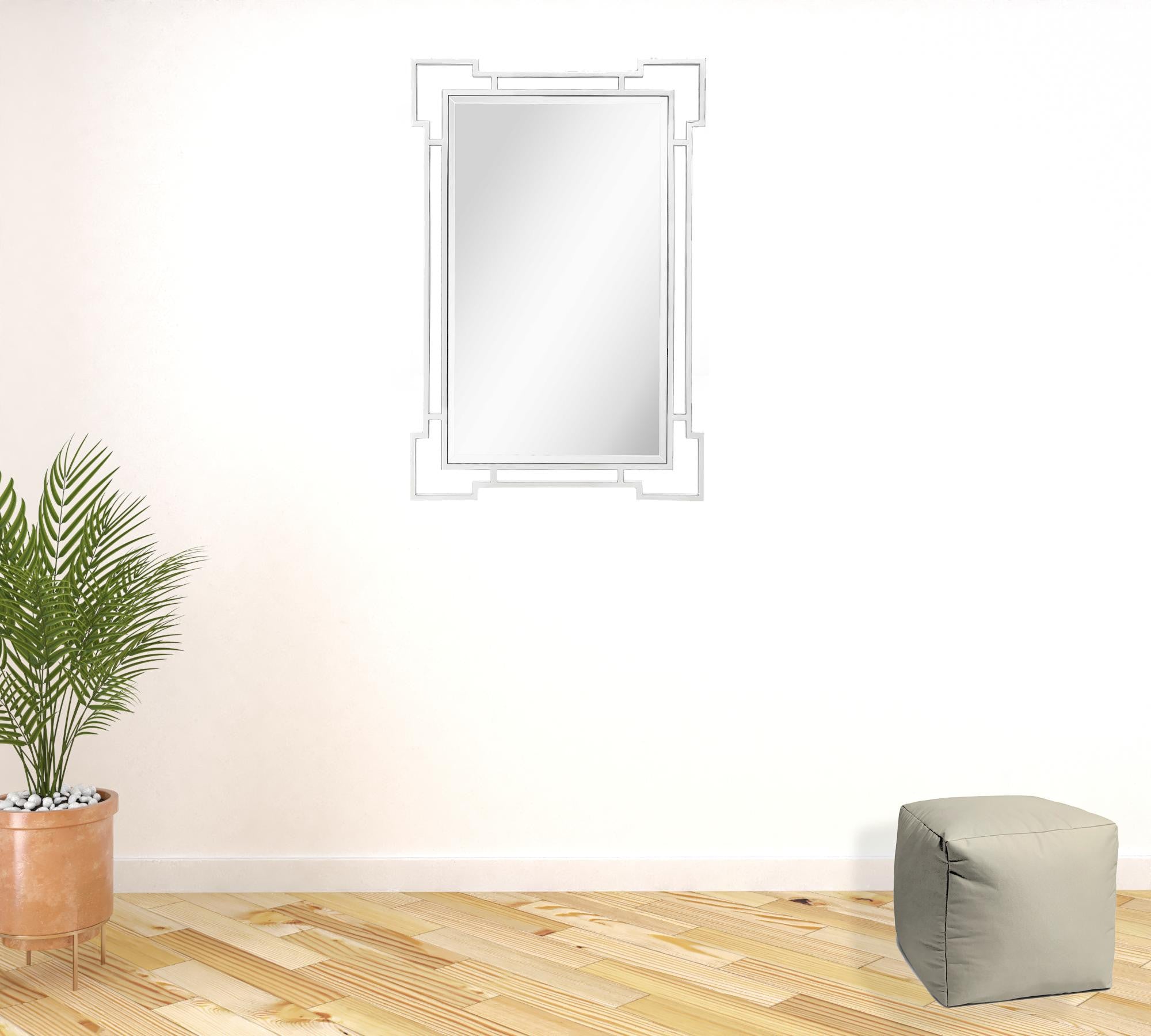 Silver Accent Wood Wall Mirror | 28