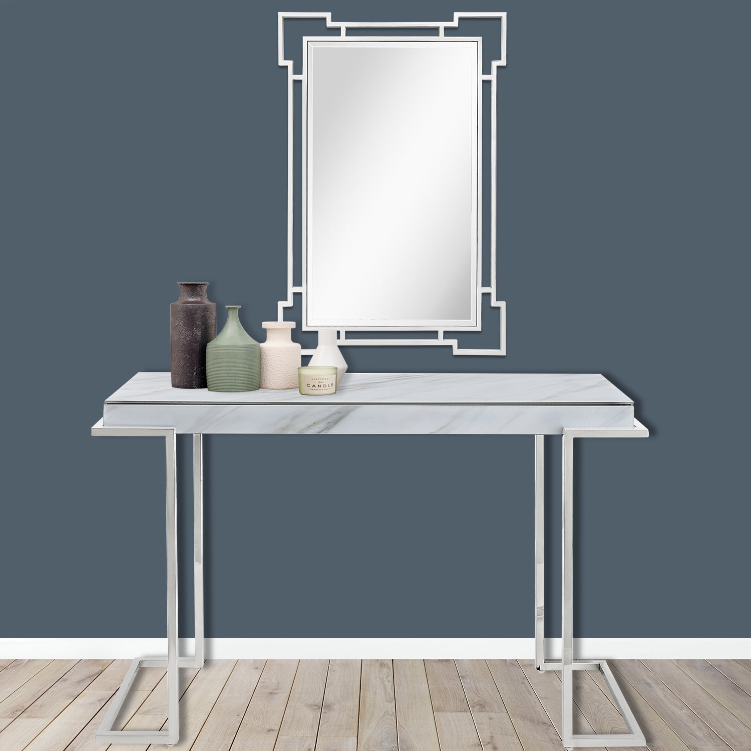 Silver Accent Wood Wall Mirror | 28