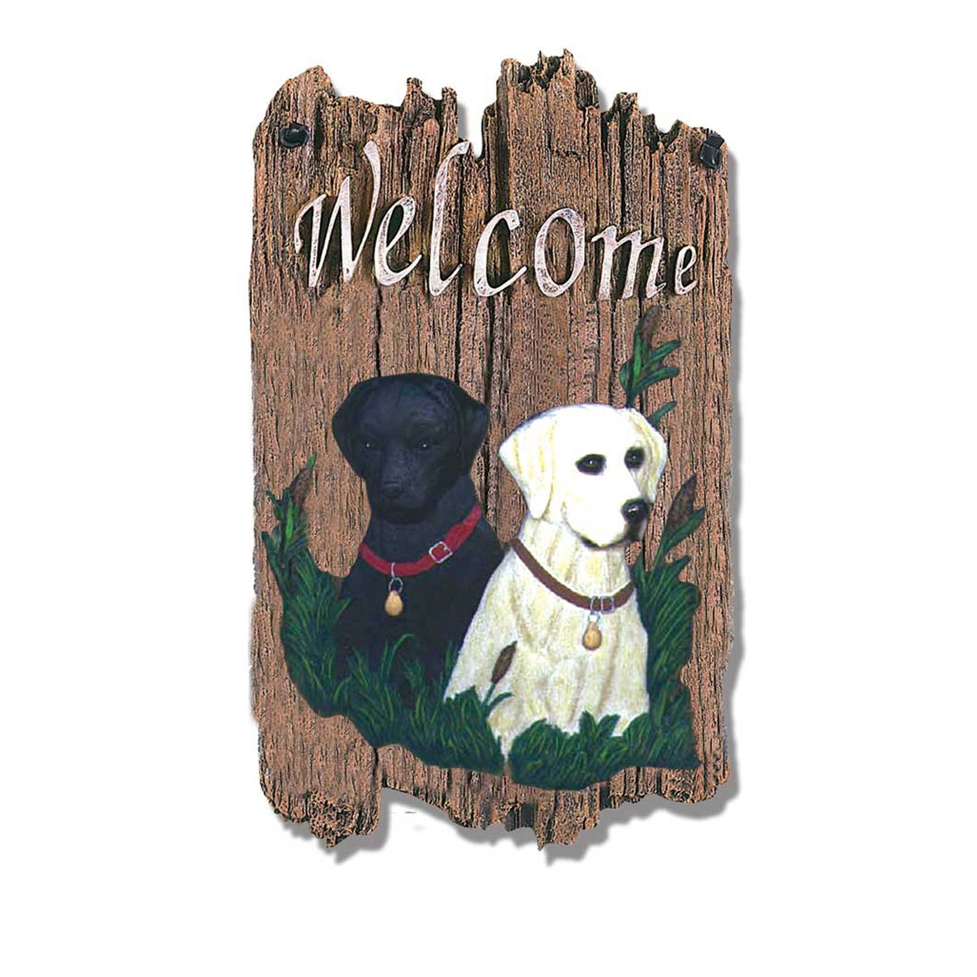 Black and Yellow Labs Resin Welcome Wall Decor | 8