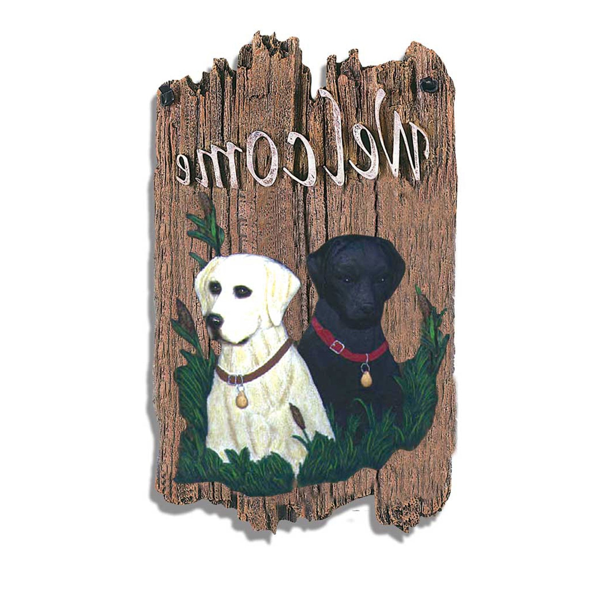 Black and Yellow Labs Resin Welcome Wall Decor | 8