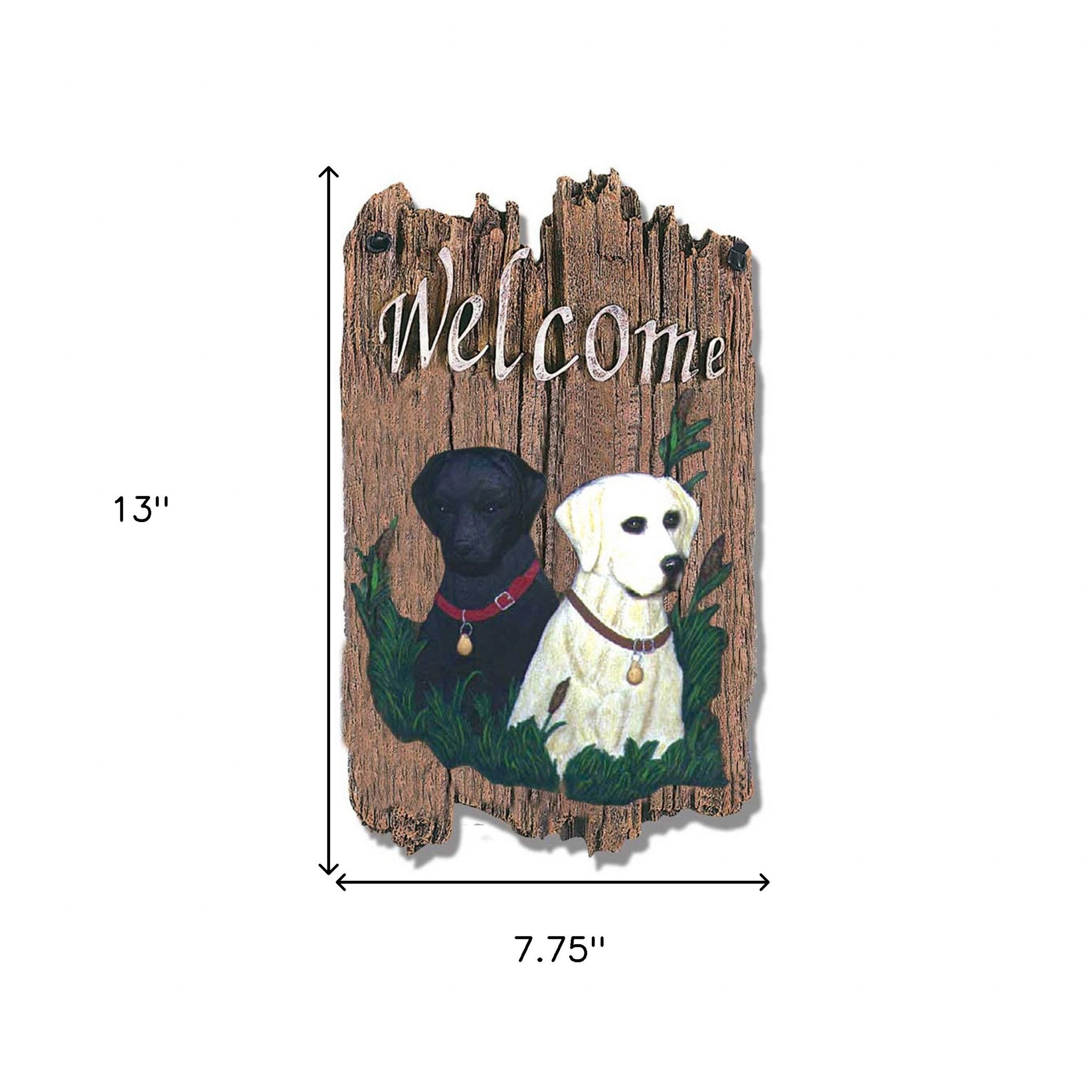 Black and Yellow Labs Resin Welcome Wall Decor | 8