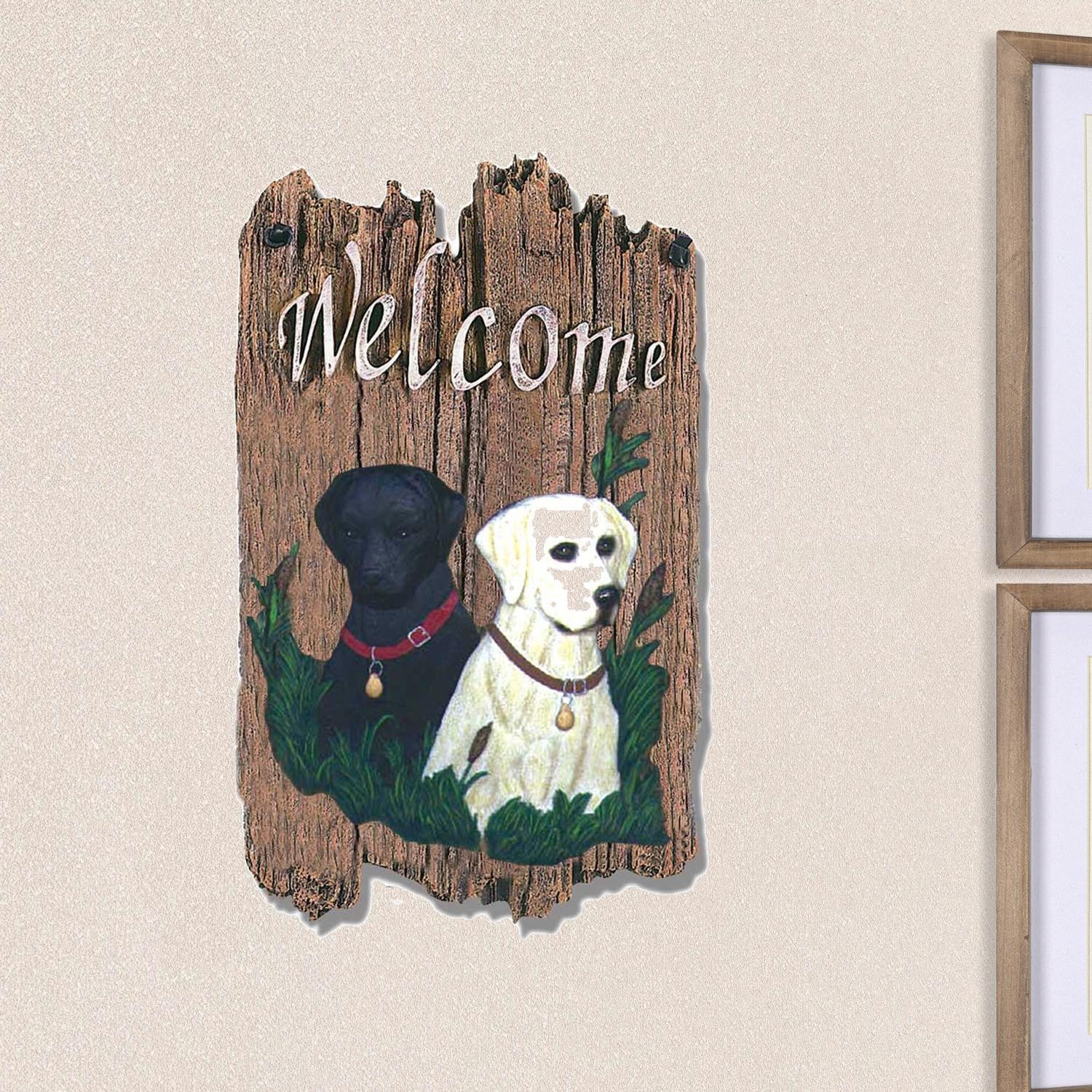 Black and Yellow Labs Resin Welcome Wall Decor | 13
