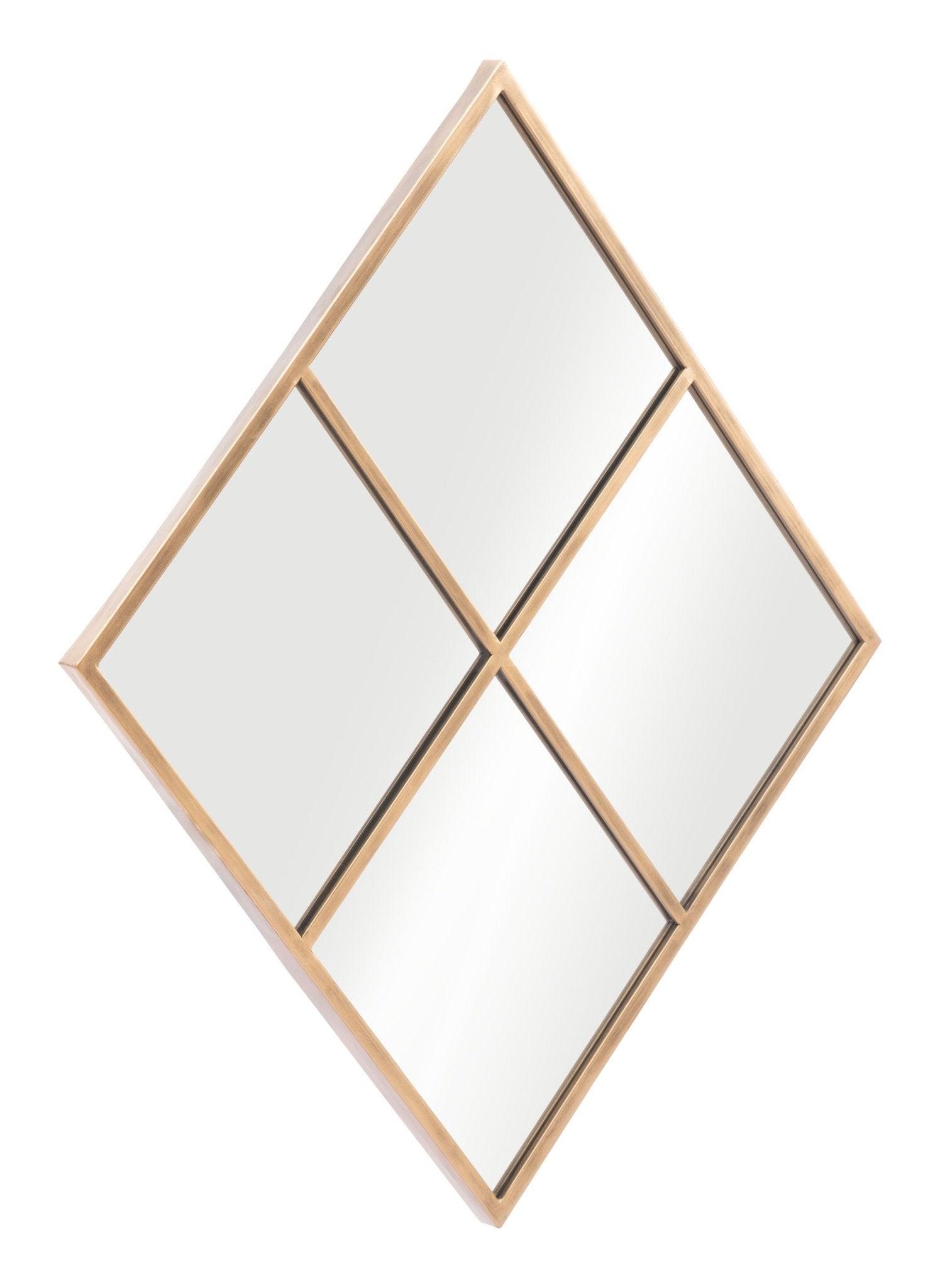 Angled View 41 inch Gold Diamond Accent Steel Wall Mirror