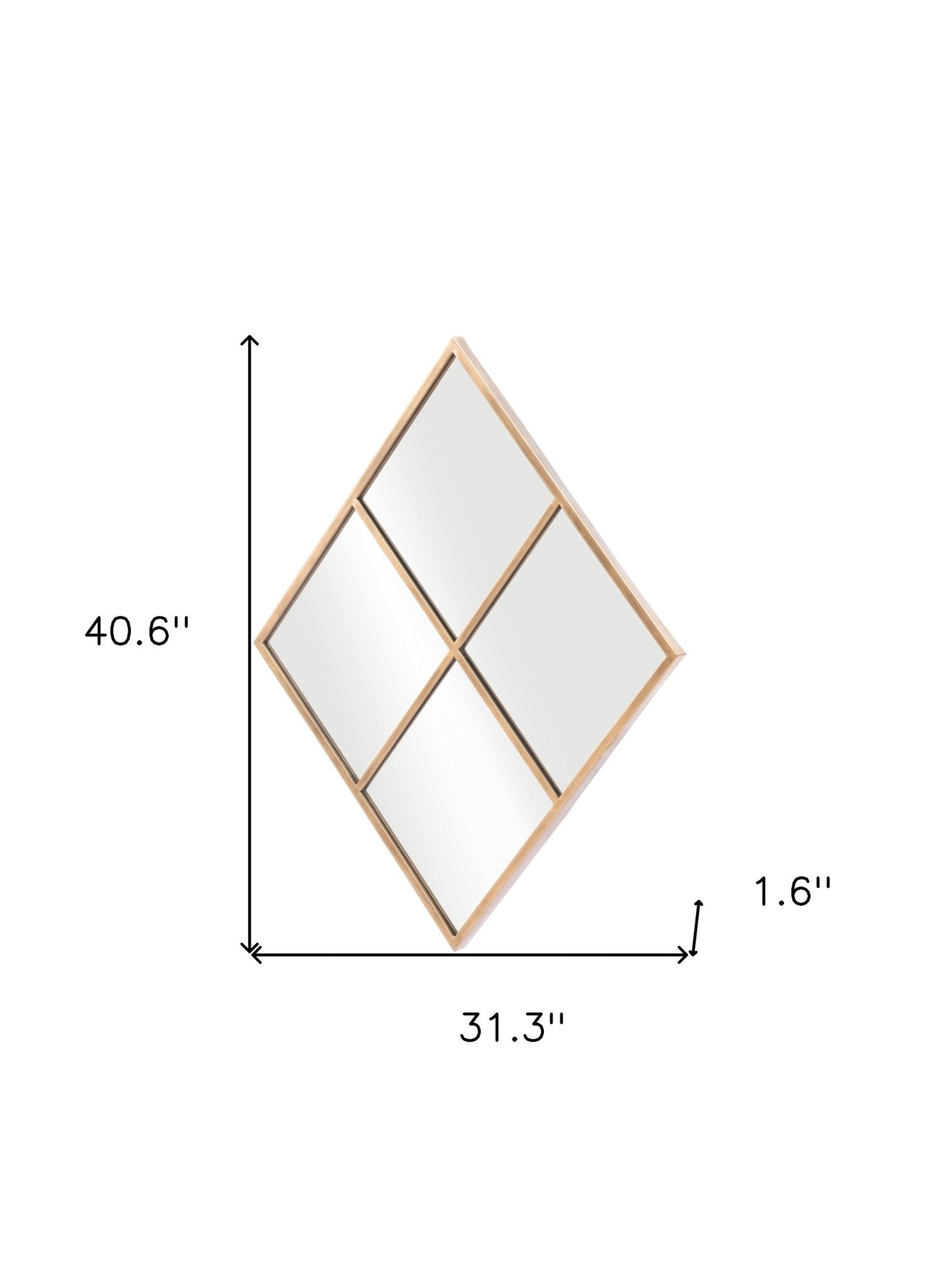 41 inch Gold Diamond Accent Steel Wall Mirror with Dimensions