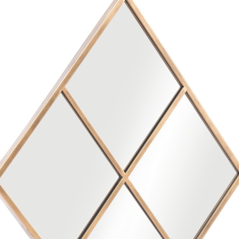 Close Up View 41 inch Gold Diamond Accent Steel Wall Mirror