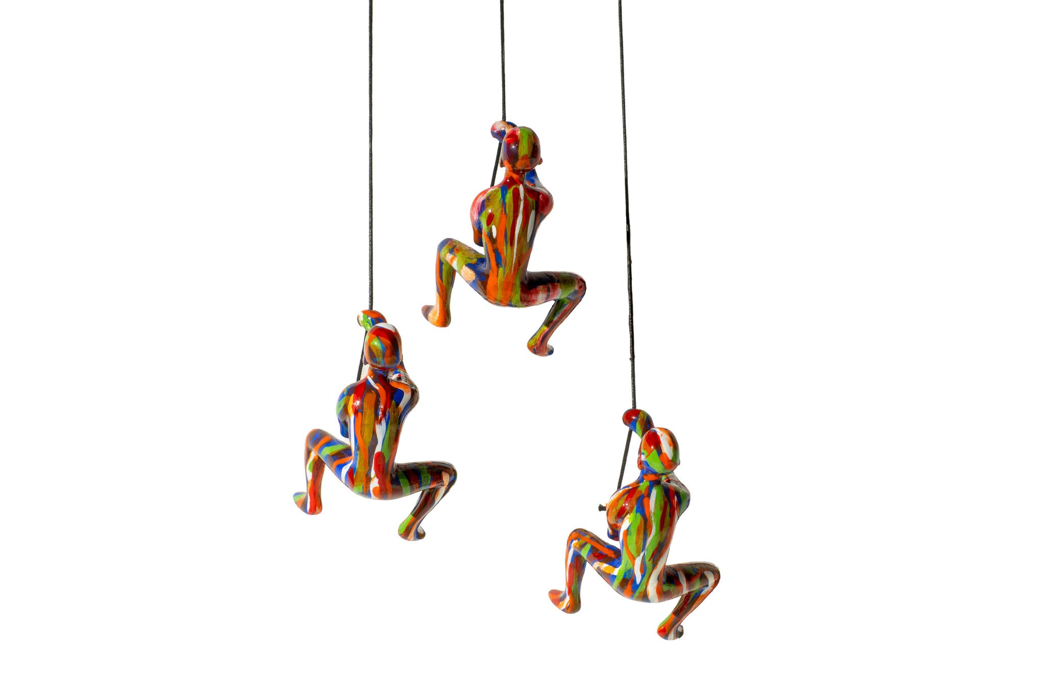 Set Of Three Red Green Blue Multi Color Resin People Wall Decor | 3