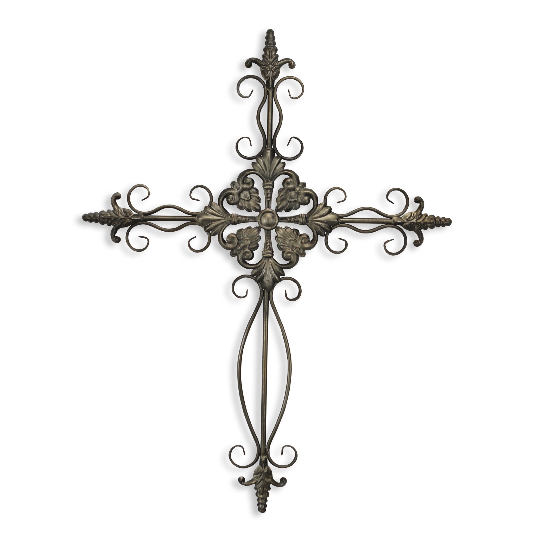 Gray Metal Scroll Cross Wall Decor | 22