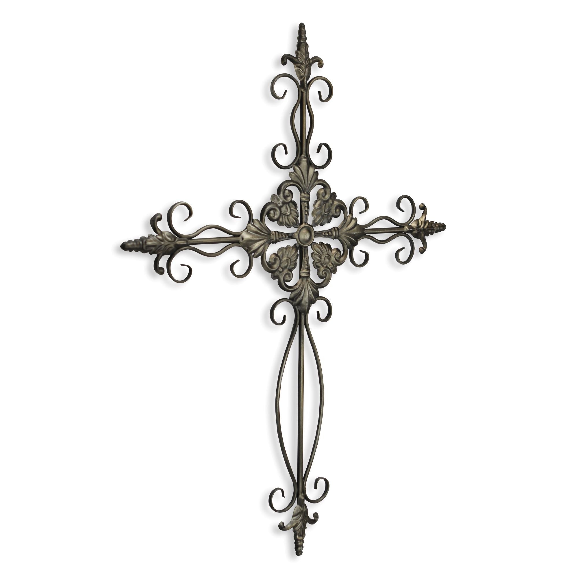 Gray Metal Scroll Cross Wall Decor | 22