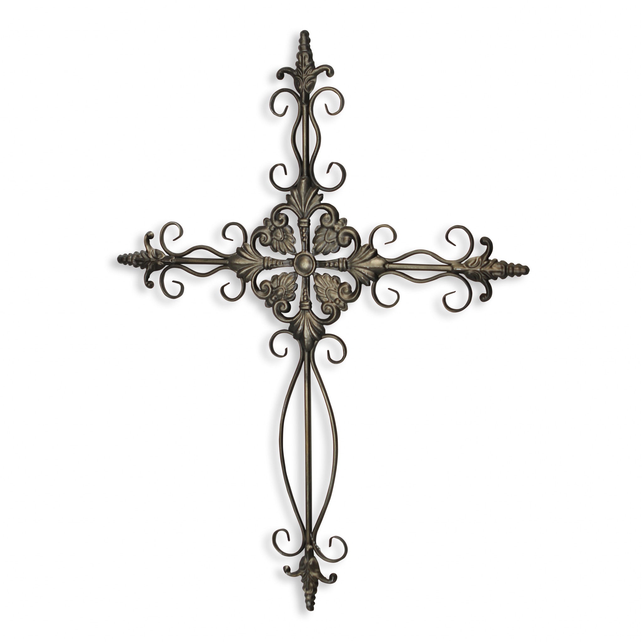 Gray Metal Scroll Cross Wall Decor | 22