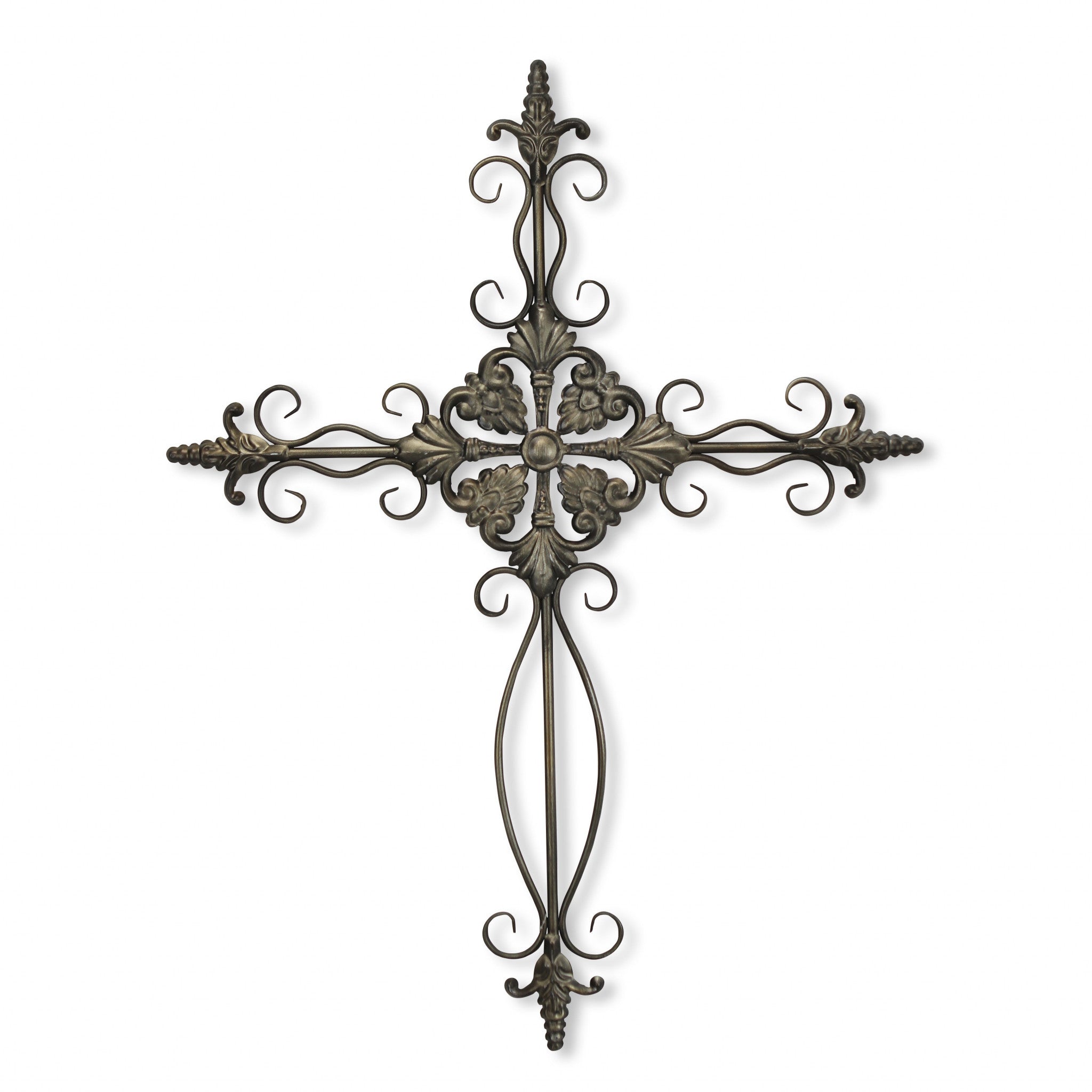 Gray Metal Scroll Cross Wall Decor | 22