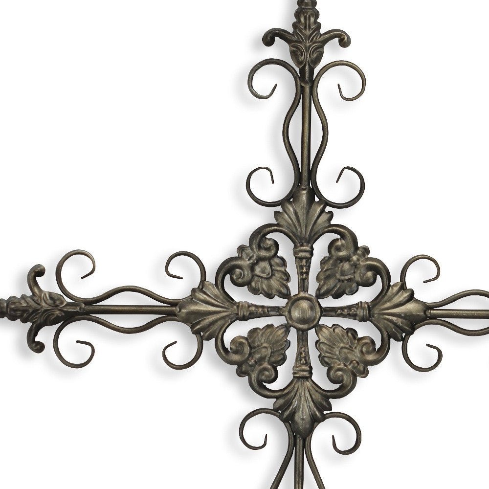 Gray Metal Scroll Cross Wall Decor | 22
