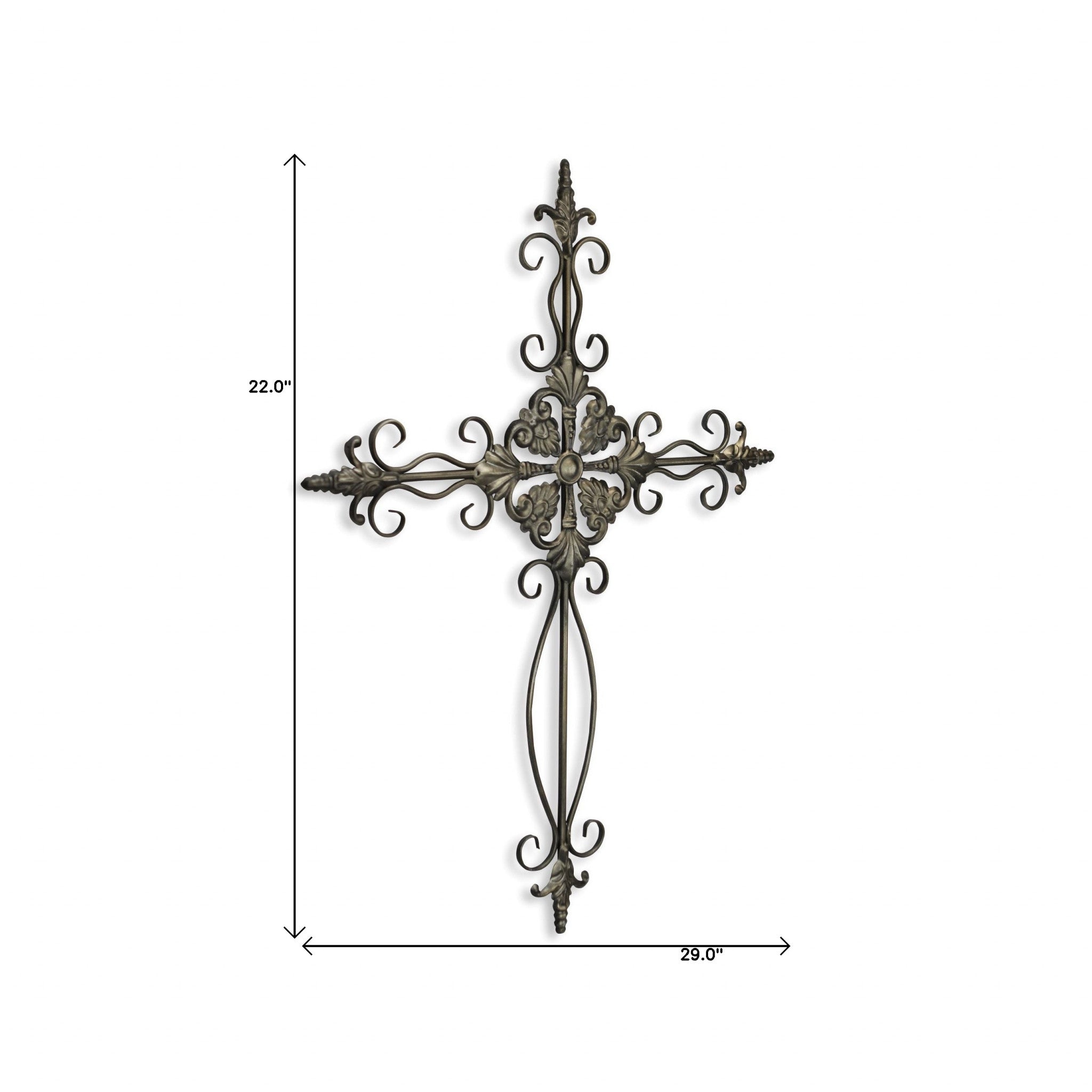 Gray Metal Scroll Cross Wall Decor | 22