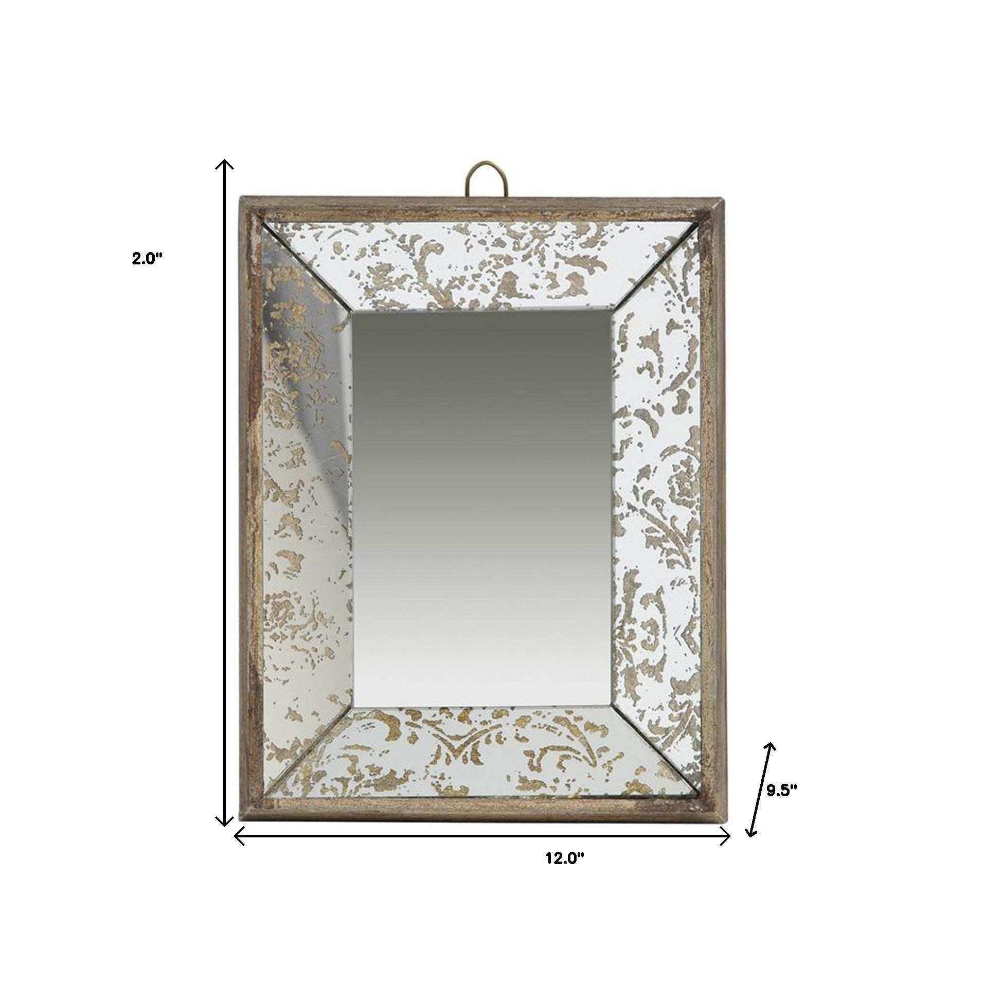 Rectangle Vintage Style Glass Frame Accent Wall Mirror | 9.5