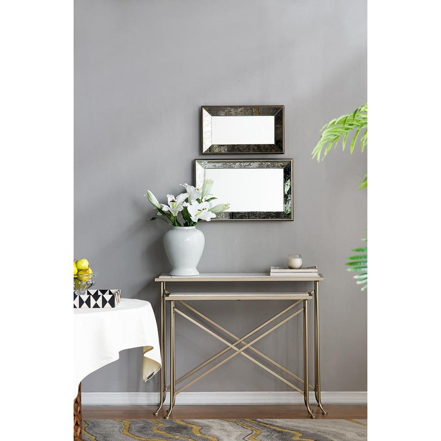 Silver Rectangle Accent Glass Wall Mirror | 12