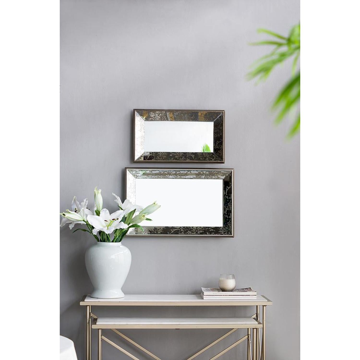 Silver Rectangle Accent Glass Wall Mirror | 12