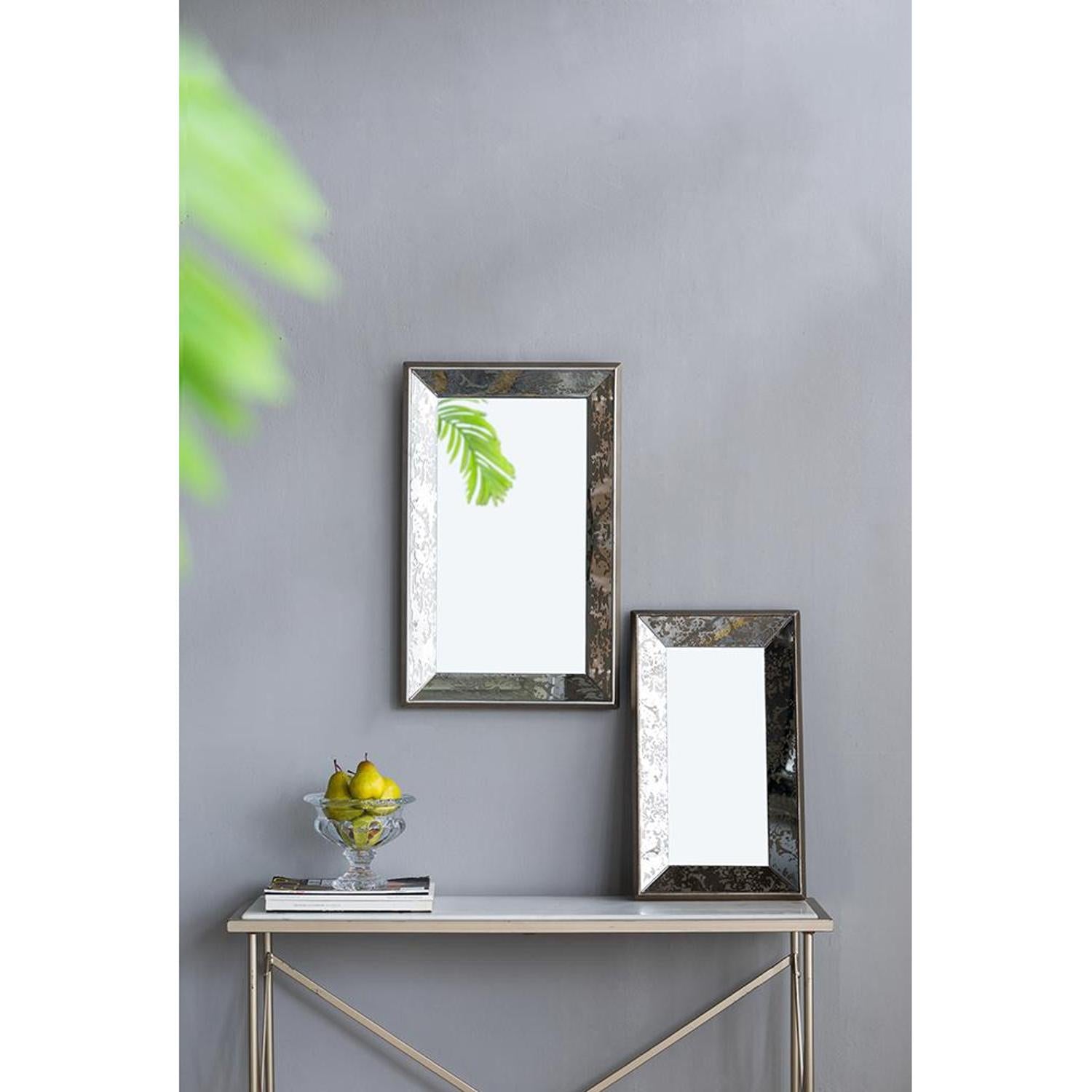 Silver Rectangle Accent Glass Wall Mirror | 16