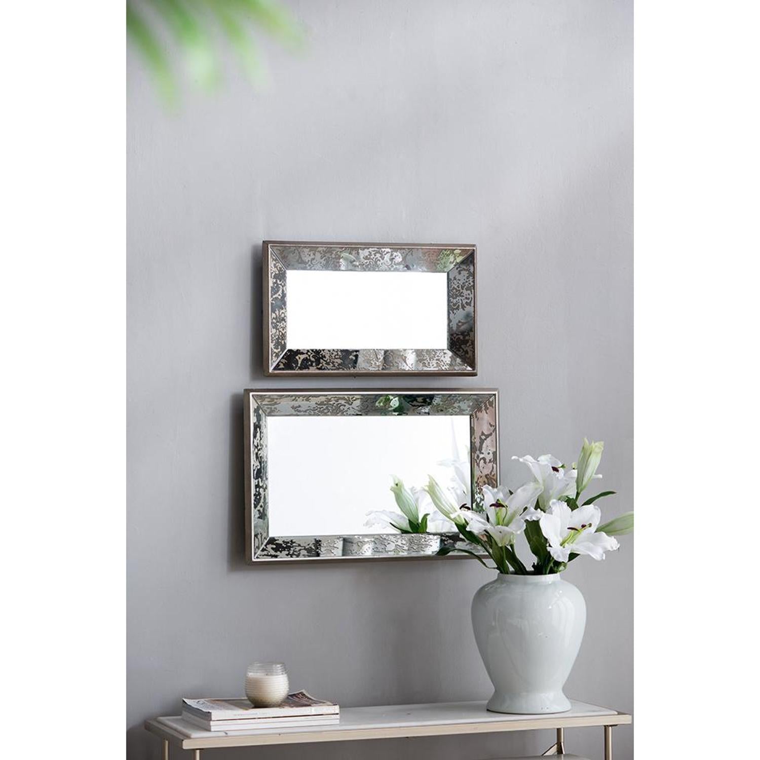 Silver Rectangle Accent Glass Wall Mirror | 16