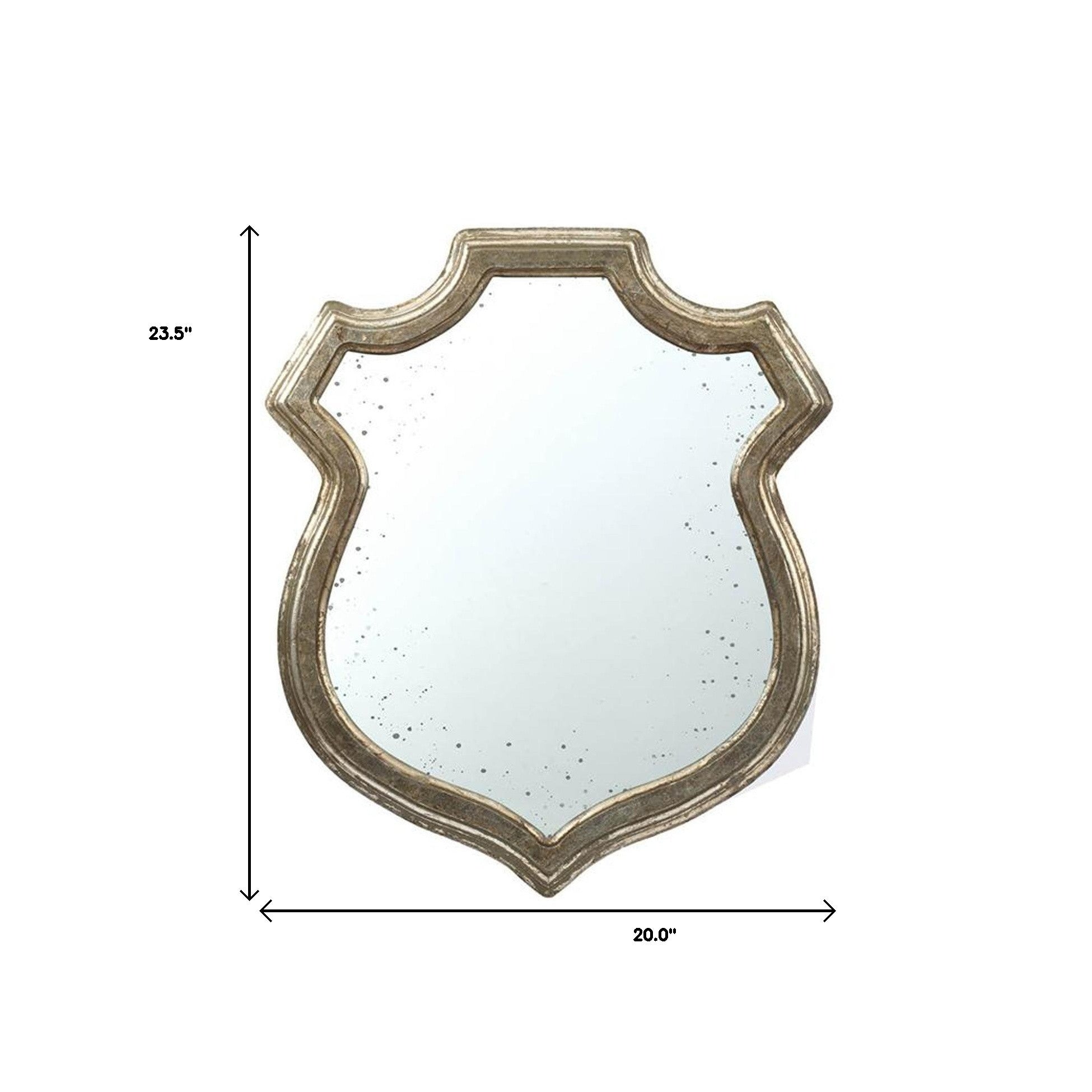 Distressed Metallic Crest Shape Accent Wall Mirror | 24