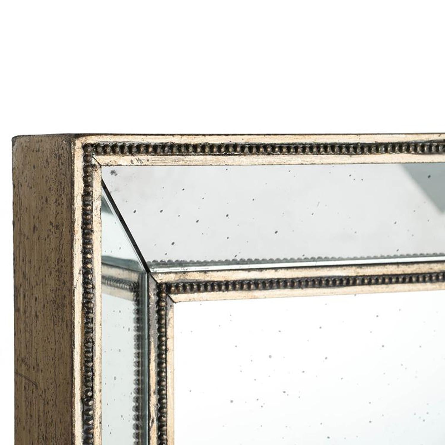 Large Antique Silver Rectangle Accent Wall Mirror | 27.5