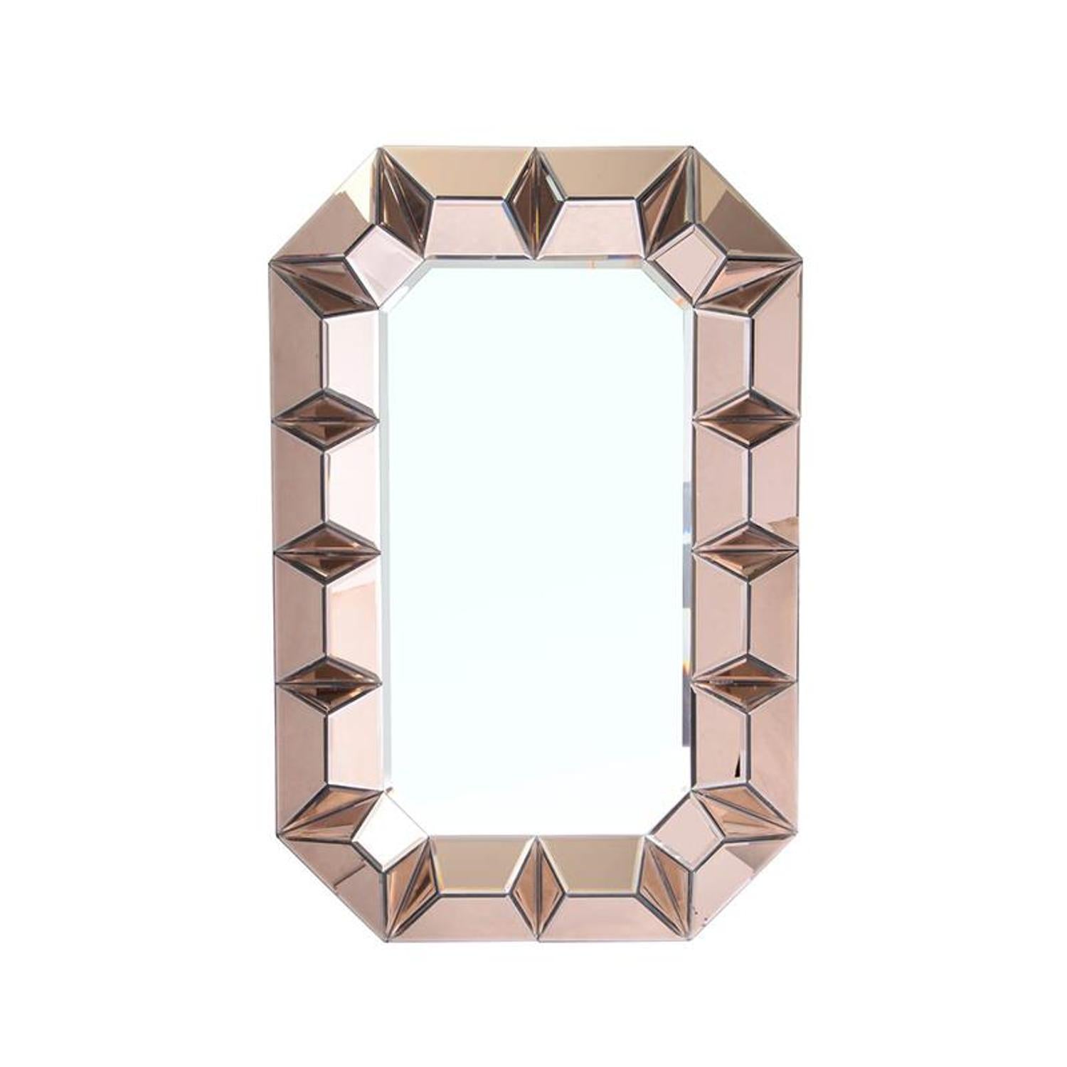 Rose Gold Geometric Frame Wall Mirror | 23.5