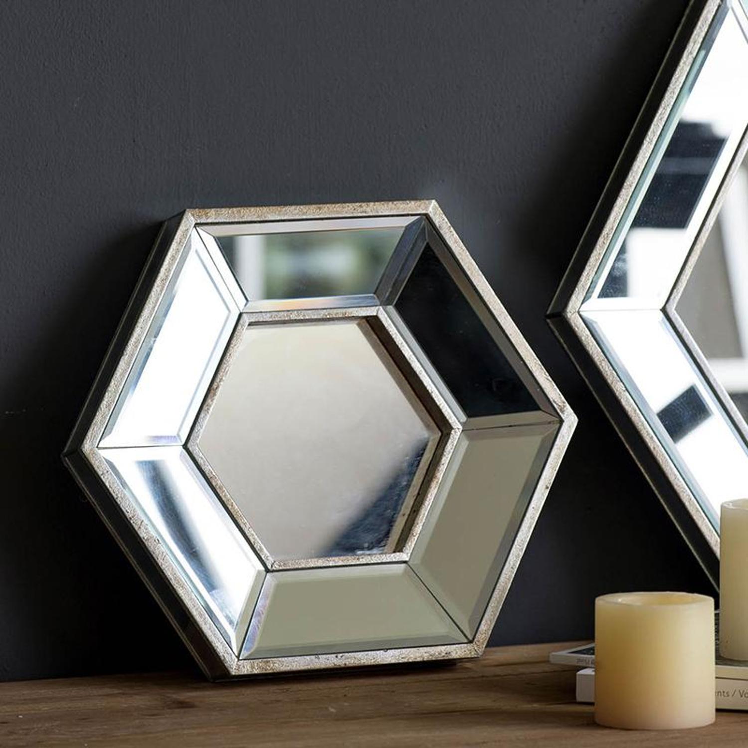 Silver Hexagon Accent Wall Mirror | 12