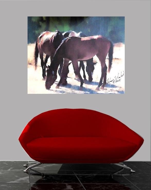 Tymeless Wonders Mustangs Grazing Glossy Poster (4 Sizes Available)