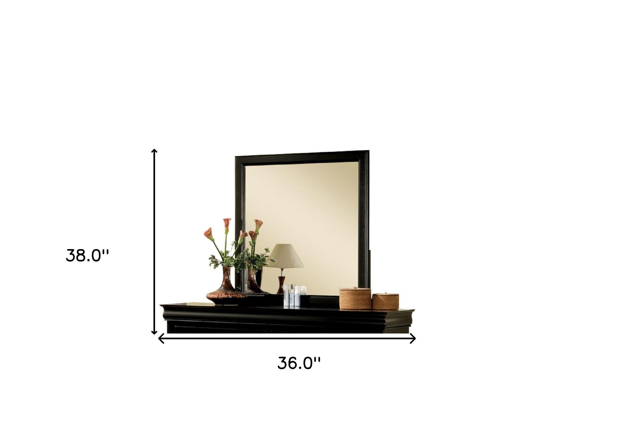 Black Rectangle Dresser Wall Mount Mirror | 36