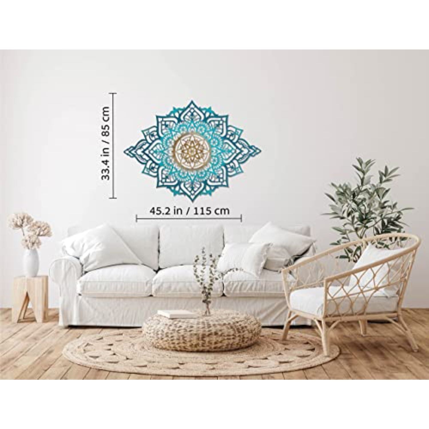 Turquoise And Gold Solid Wood Geometric Shapes Wall Decor | 33.5