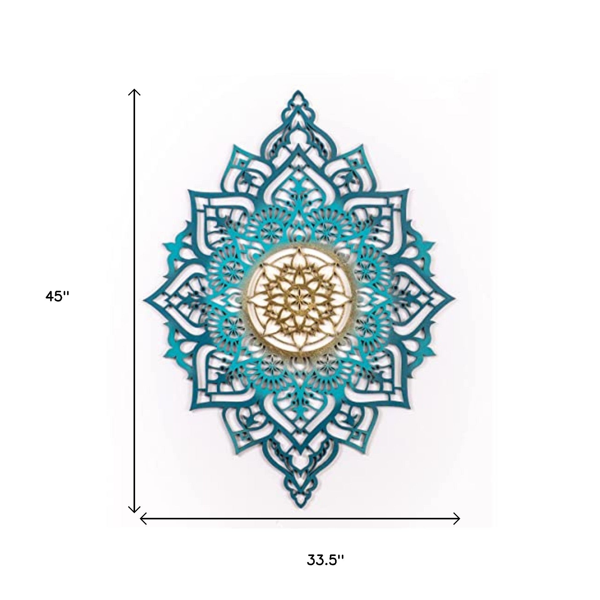 Turquoise And Gold Solid Wood Geometric Shapes Wall Decor | 33.5
