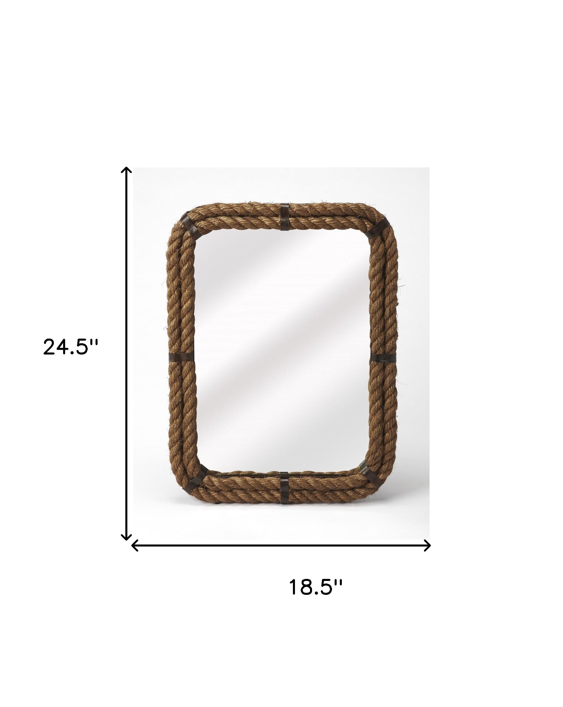 Light Brown Rope Framed Accent Wall Mirror | 19