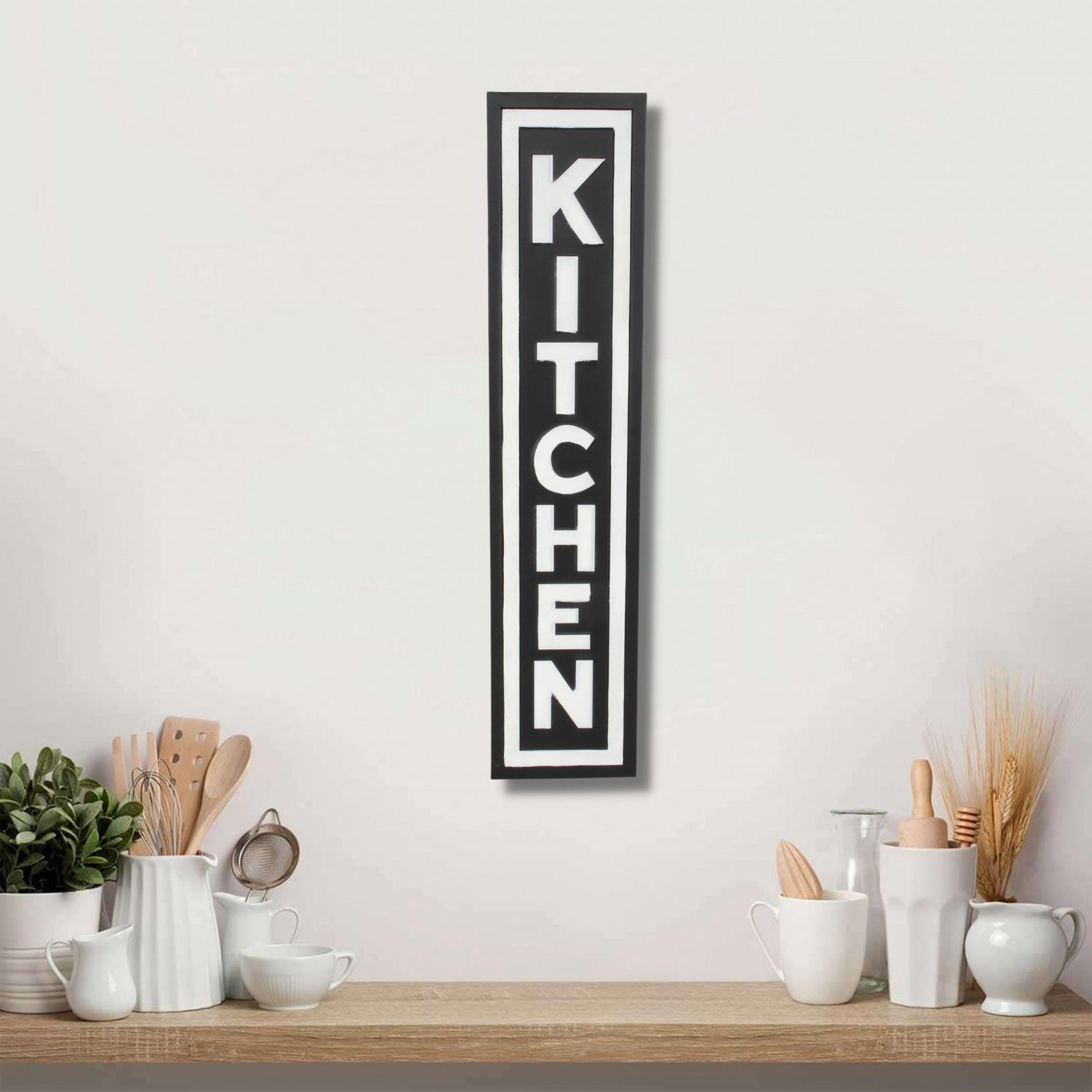 Vertical Black And White Metal Kitchen Wall Decor | 8