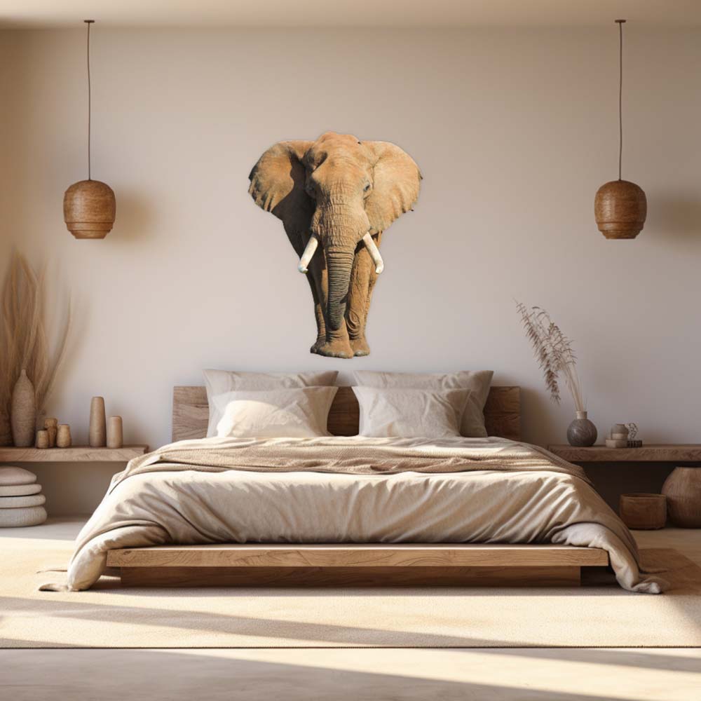 48 inch African Elephant Decal Installed in Bedroom