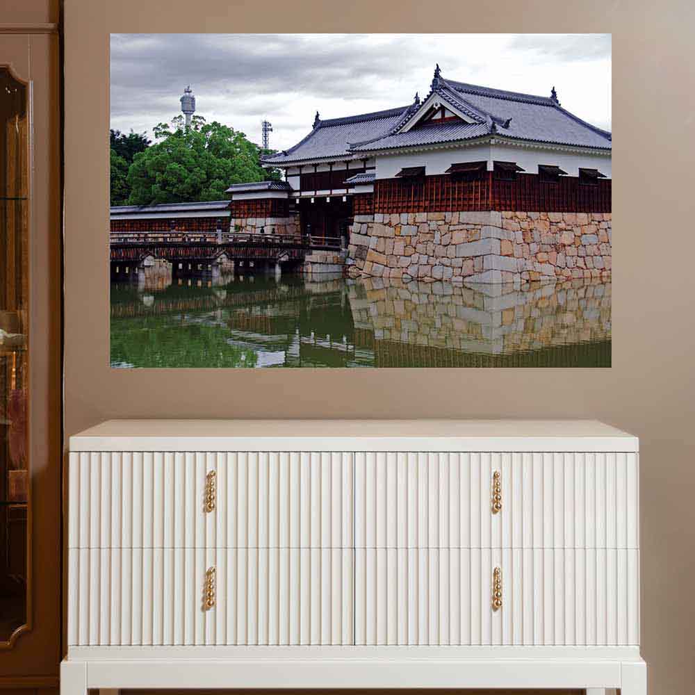 48 inch Hiroshima Castle Poster Displayed Above Cabinet