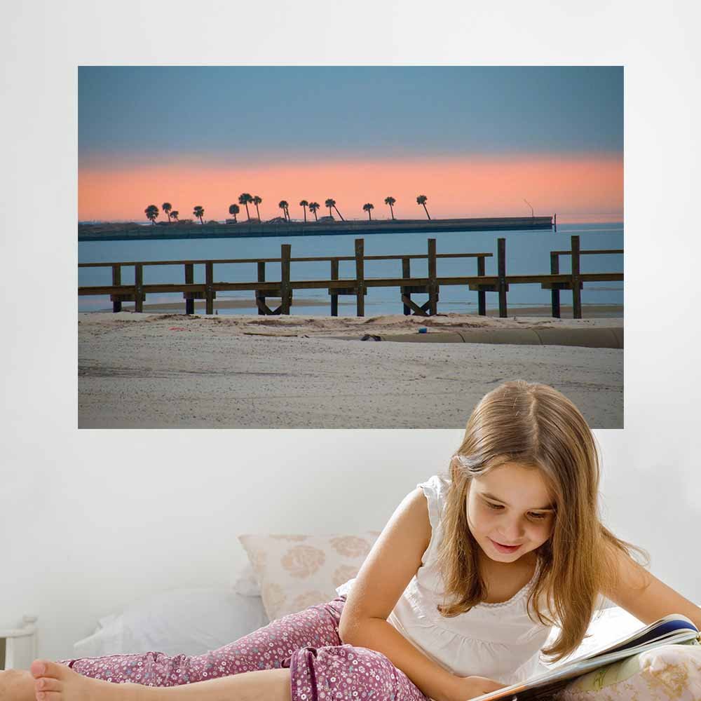 48 inch Palms Rising Beach Poster Displayed in Girls Room