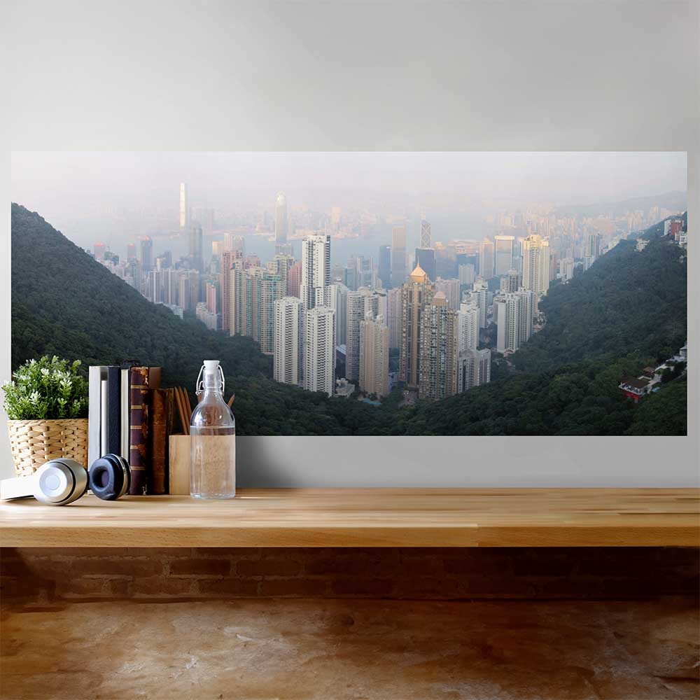 48 inch The Peak of Hong Kong Decal Installed Above Shelf