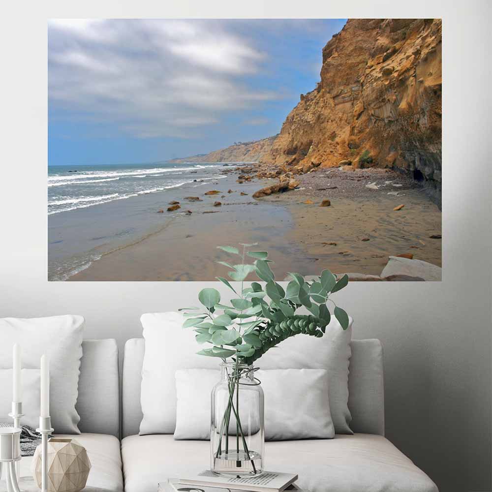 48 inch The Jewel Beach Poster Displayed Above Sofa