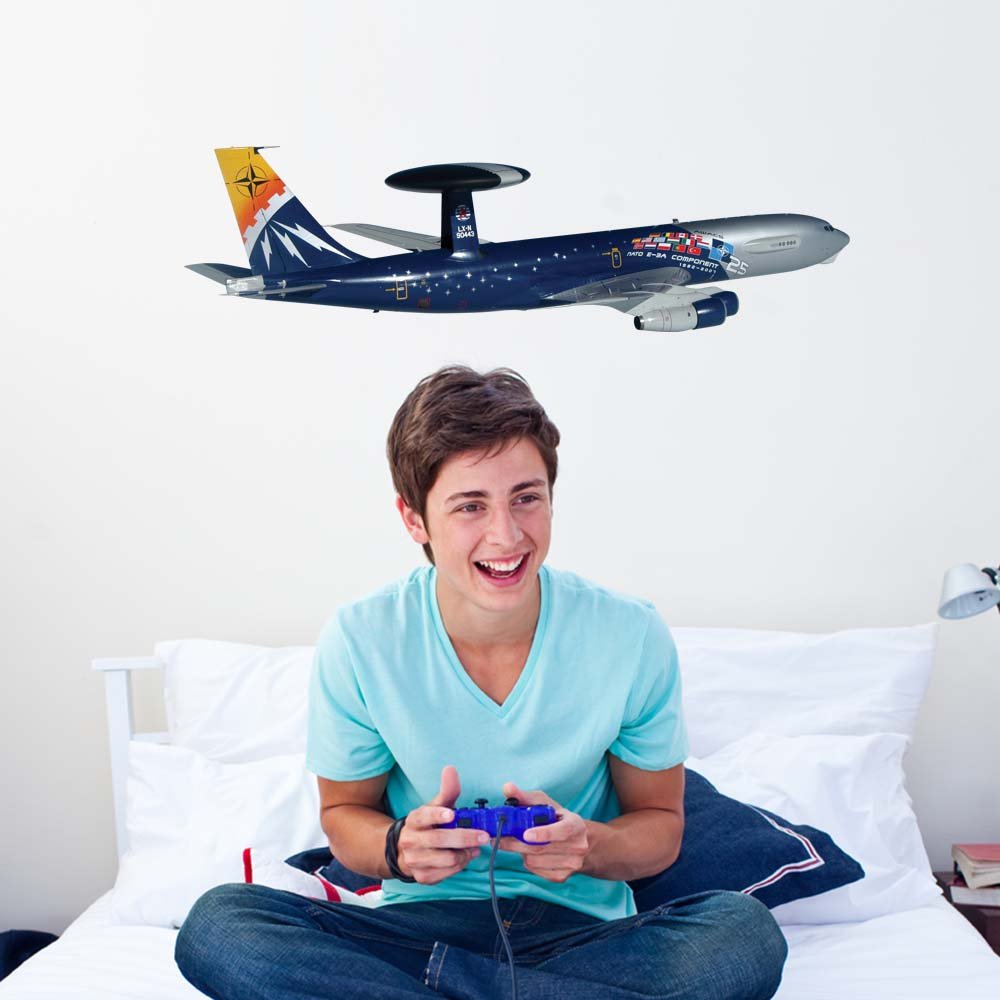 48 inch AWACS Radar Plane Wall Decal Installed in Teen Boys Room