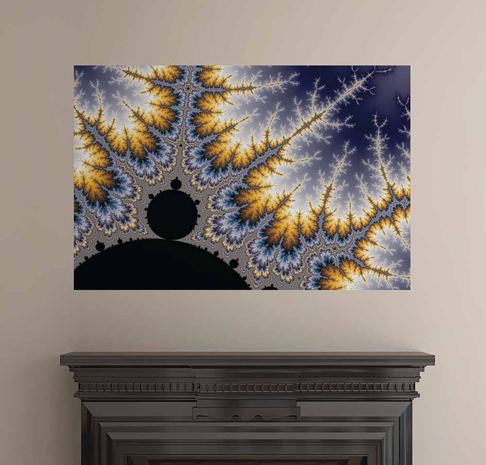 48 inch Angela Fractal Art Decal Installed Above Fireplace