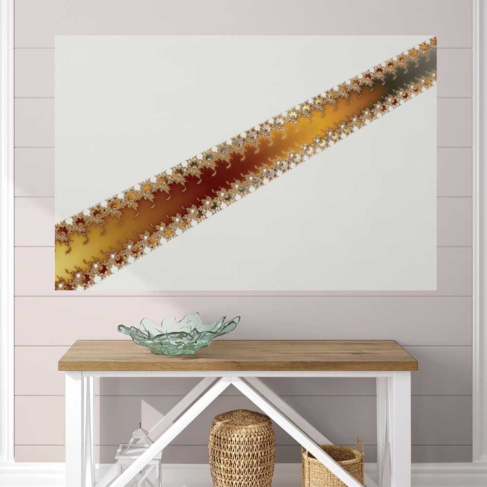 48 inch Crack Fractal Art Poster Displayed Above Coffee Table