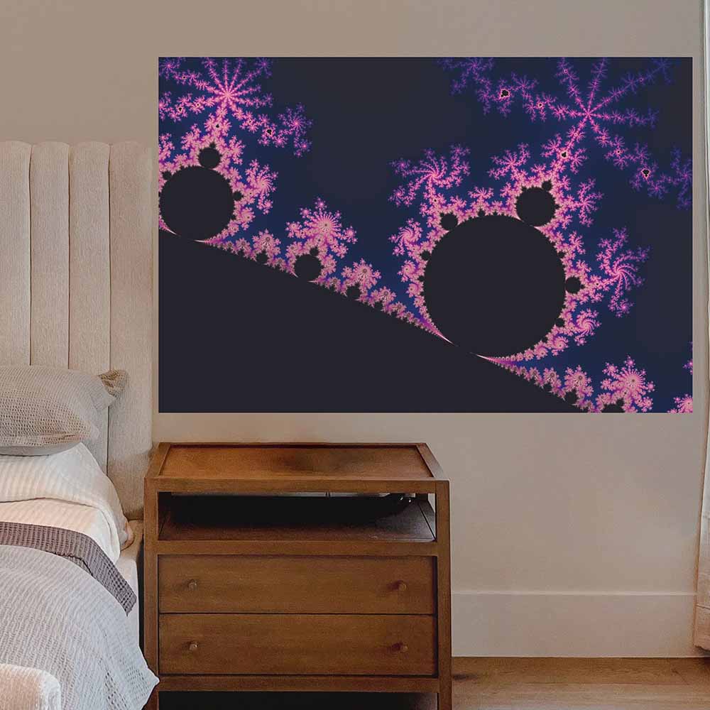 48 inch Electric Blossom Fractal Poster Displayed in Bedroom