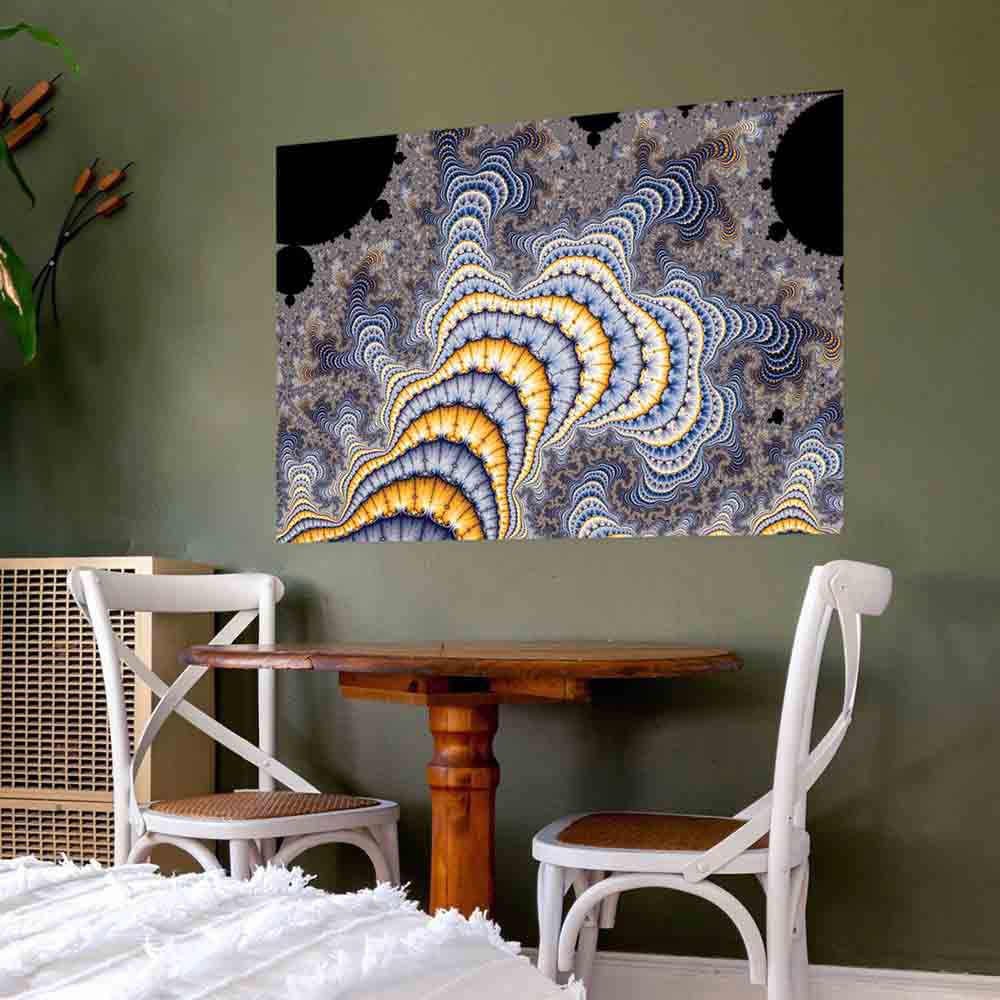 48 inch Fractal Plates Art Poster Displayed in Dining Area