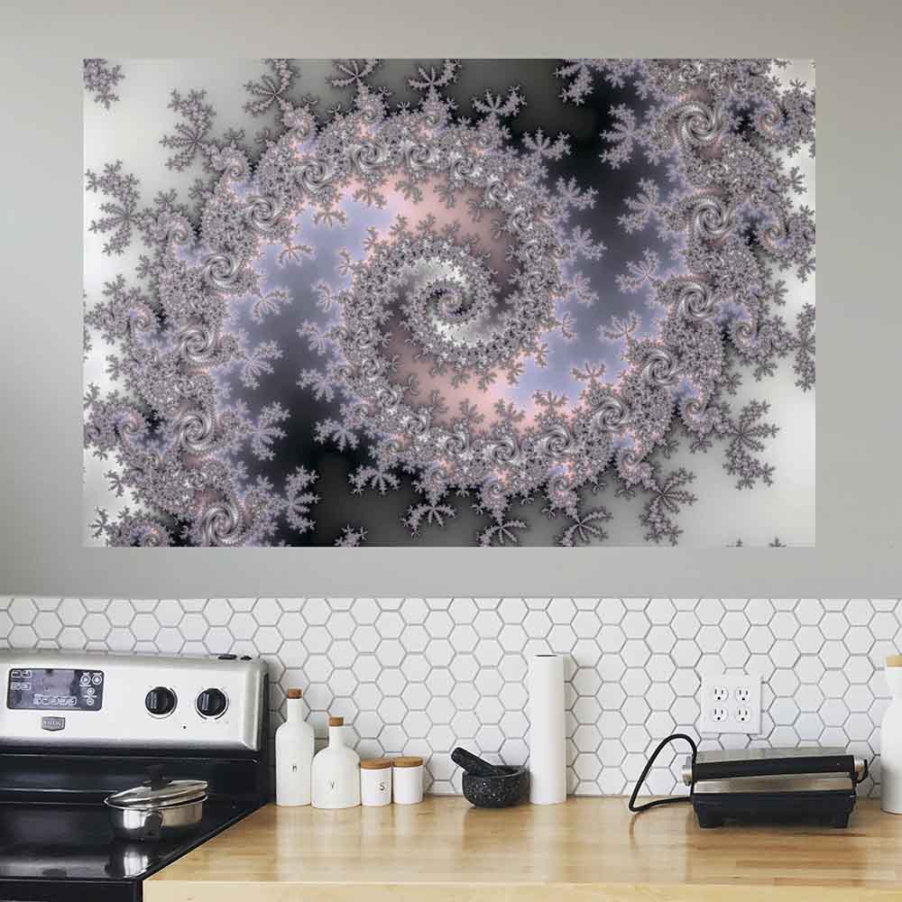 48 inch Ice Swirl Fractal Art Poster Displayed in Kitchen