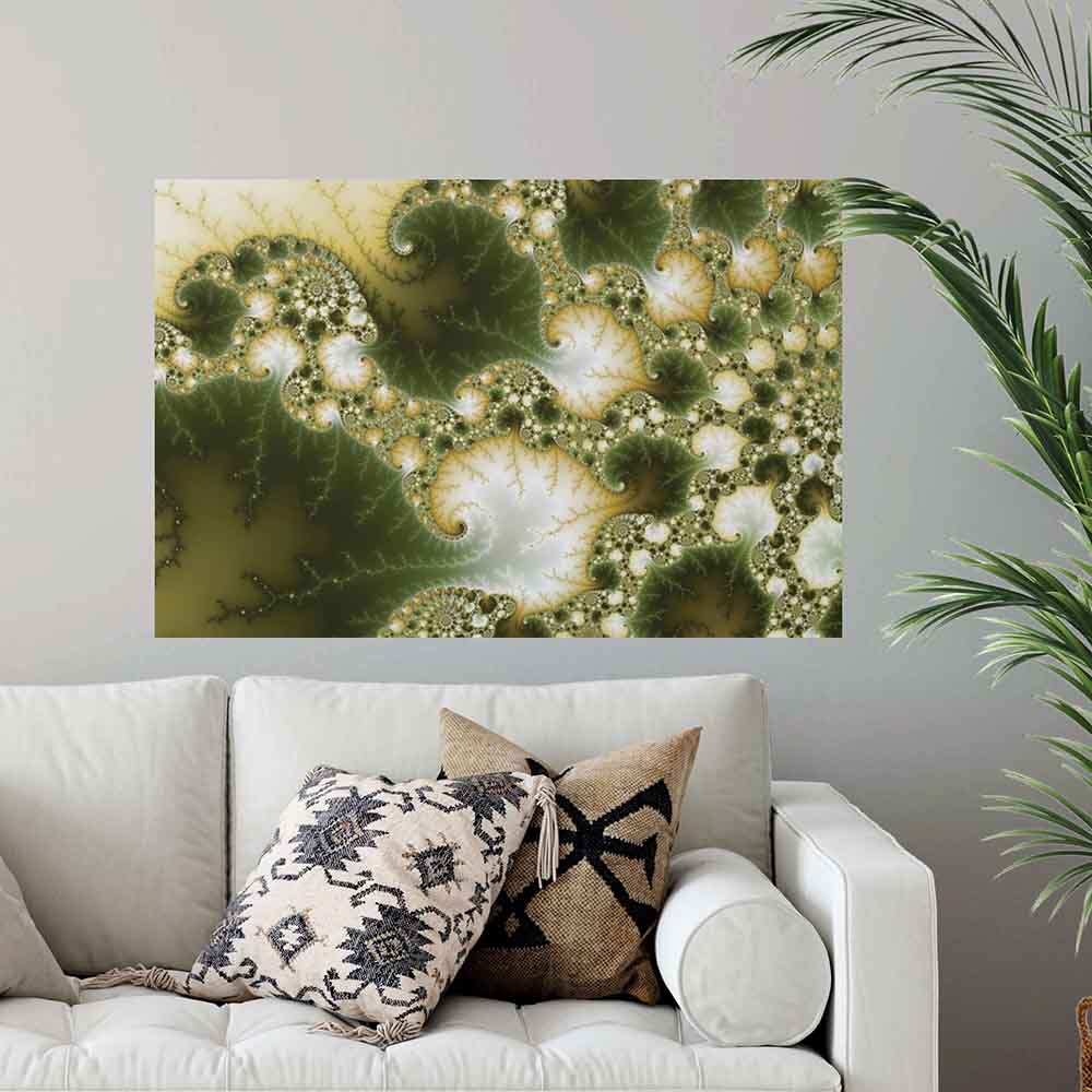 48 inch Polyatomic Art Poster Displayed Above Sofa