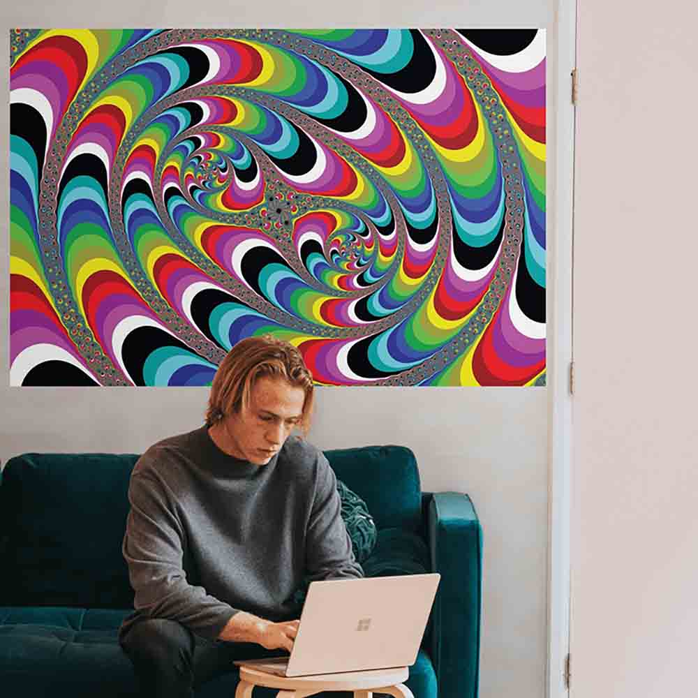 48 inch Psychedelic Art Poster Displayed in Dorm Room