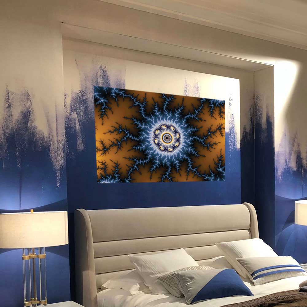 48 inch Shock Fractal Poster Displayed Above Bed