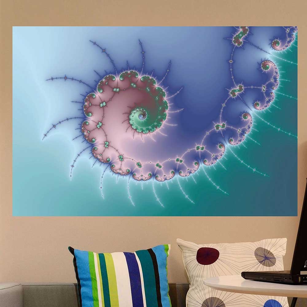 48 inch Swirl Fractal Poster Displayed Above Settee