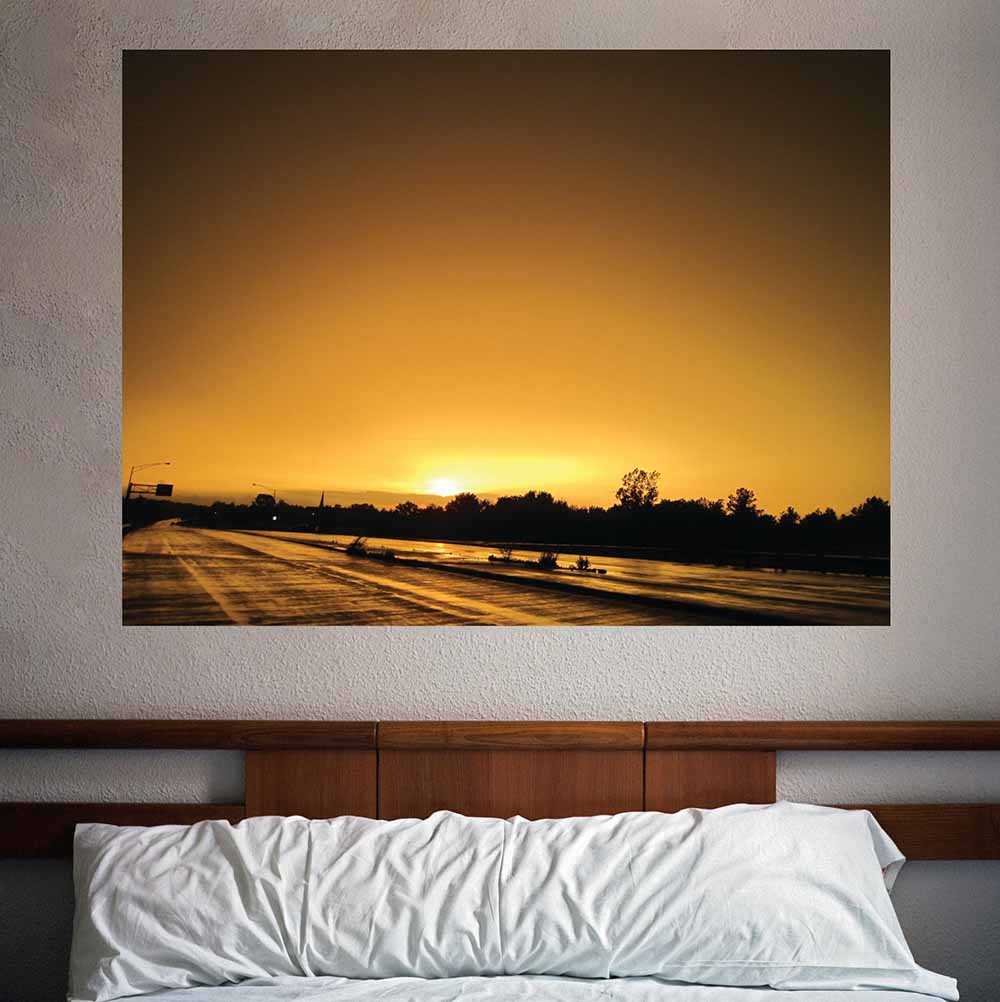 36x48 inch Sunset III Decal Installed Above Bed
